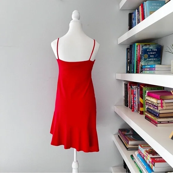SUSANA MONACO Morello Flutter Hem coral red dress XS